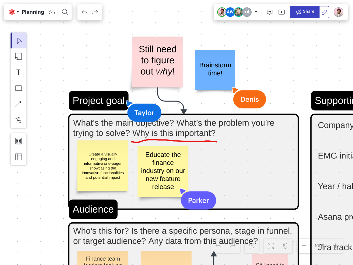 team collaborating on project goals